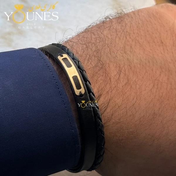 دستبند طلا چرم مردانه L151